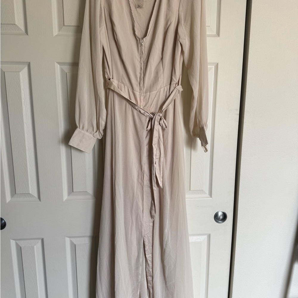 Unique Vintage Cream Jump Suit with Skirt Overlay